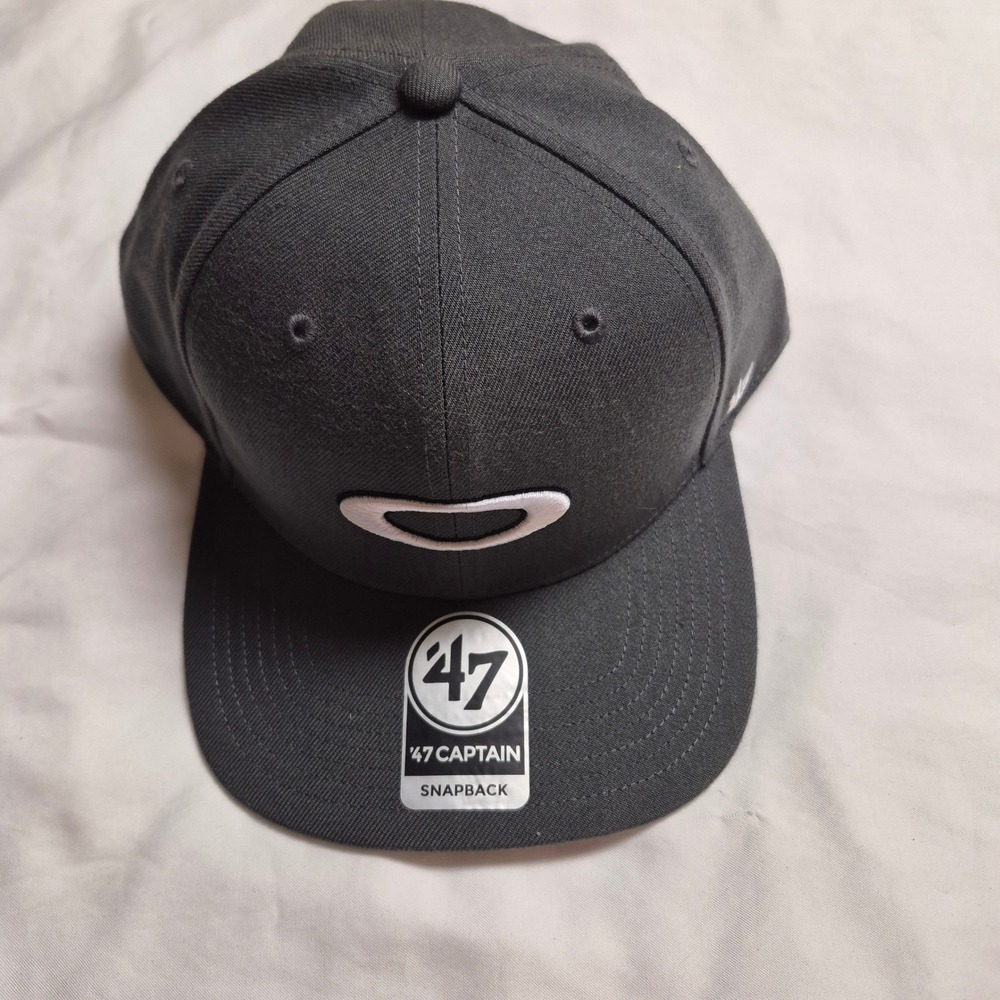 Oakley x 47 Brand Captain Snapback Hat Mens Dark Gray Embroidered Flat Brim Cap